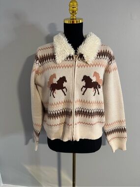NWT Alrar’d State Carina Western Horse Cardigan Sweater Size Large 🐴🧲